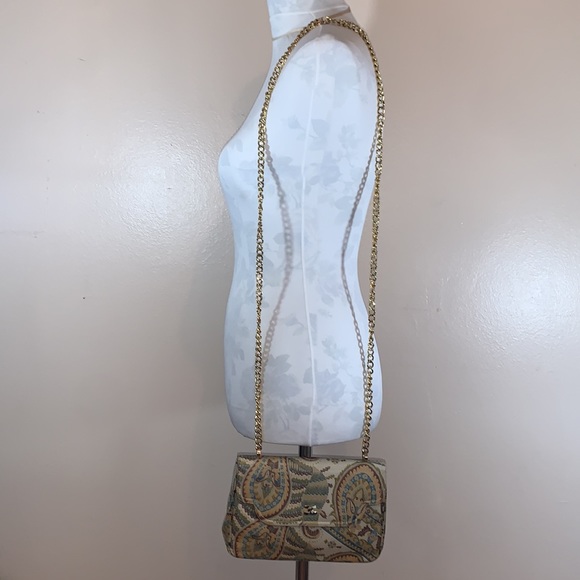 Morris Moskowitz Vintage Leather Paisley Print Shoulder Bag - Picture 3 of 16